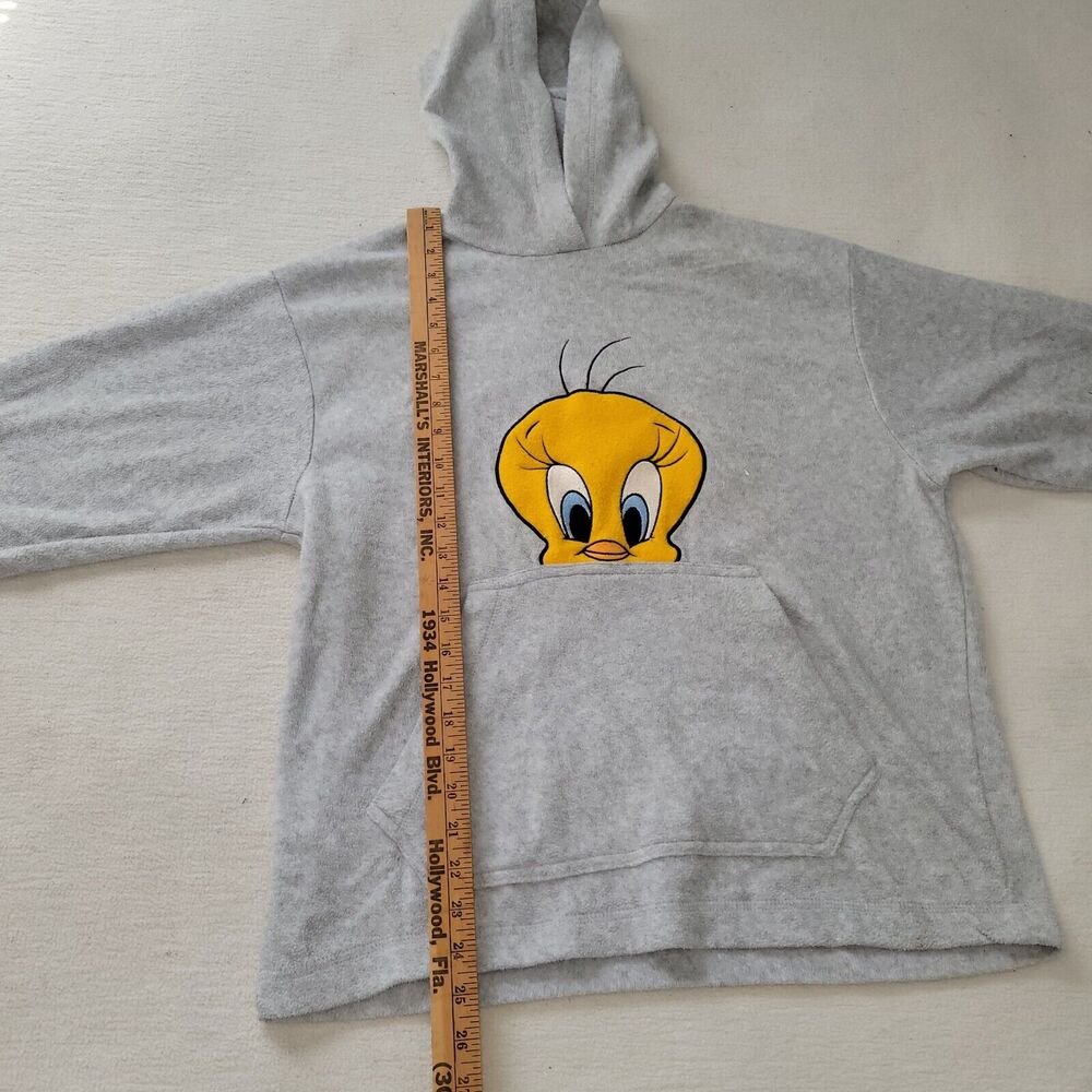 Vtg Looney Tunes Sweatshirt Sz M Womens Tweety Bird Hoodie 90s Retro Y2K Cartoon - Picture 9 of 16